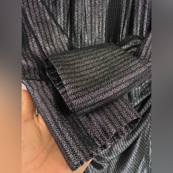 Maje Ralery Striped Metallic Mini Dress in Argent Silver EU Size 36 / US Small - Picture 11 of 16